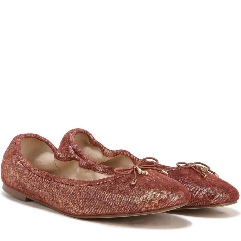 NIB Sam Edelman Rust Pink Felicia Ballet Flats Metallic Shimmer